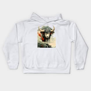 Chinese Mythology: The White Bull of Kunlun (Knock-Out with light background) Kids Hoodie